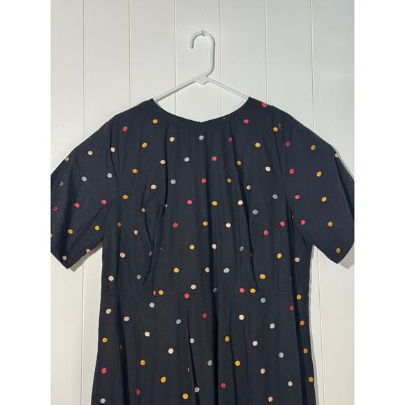 eShakti Black Short Sleeve Dress Whimsical Embellished with Polka-Dots 3X 24W - Picture 1 of 5